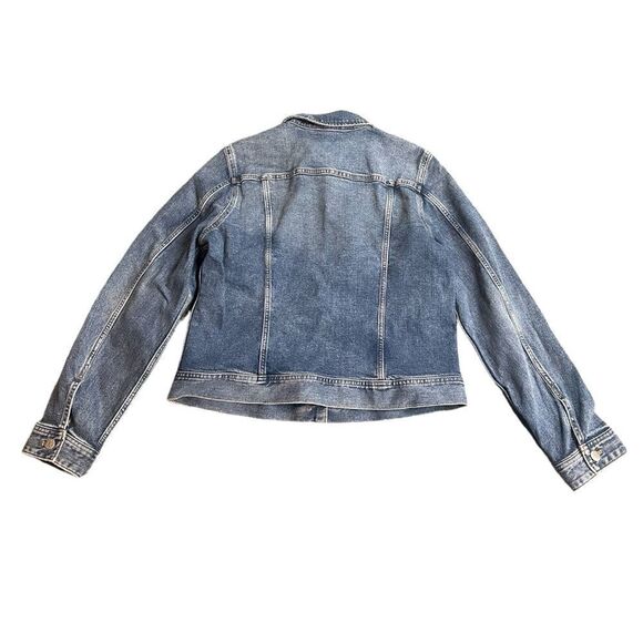 J. Crew Factory Distressed Denim Trucker Jacket Size Medium - Picture 4 of 9